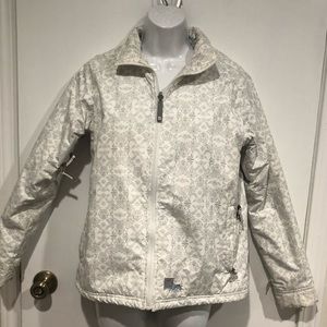 Women's White Patterned Puffer Jacket